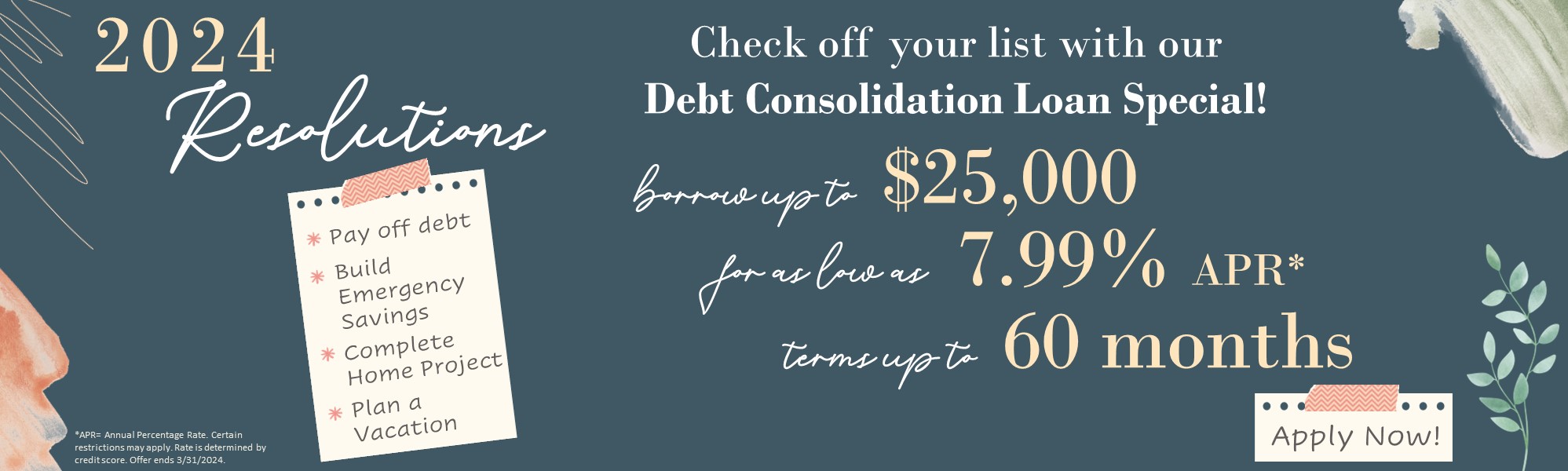 Debt Consolidation loan. borrow up to $25,000. Click to learn more